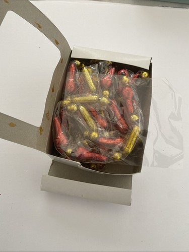 VTG NOS Gold Red MERCURY GLASS Big BEAD Tube TEARDROP 9 FT GARLAND Ornament - Picture 2 of 16