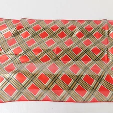 Red with White Black Gold Stripes Rectangle Oblong Scarf Polyester Korea Gift