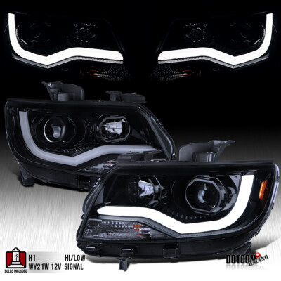 Fit 2015-2022 Chevy Colorado Black Smoke LED Tube Projector Headlights Signal