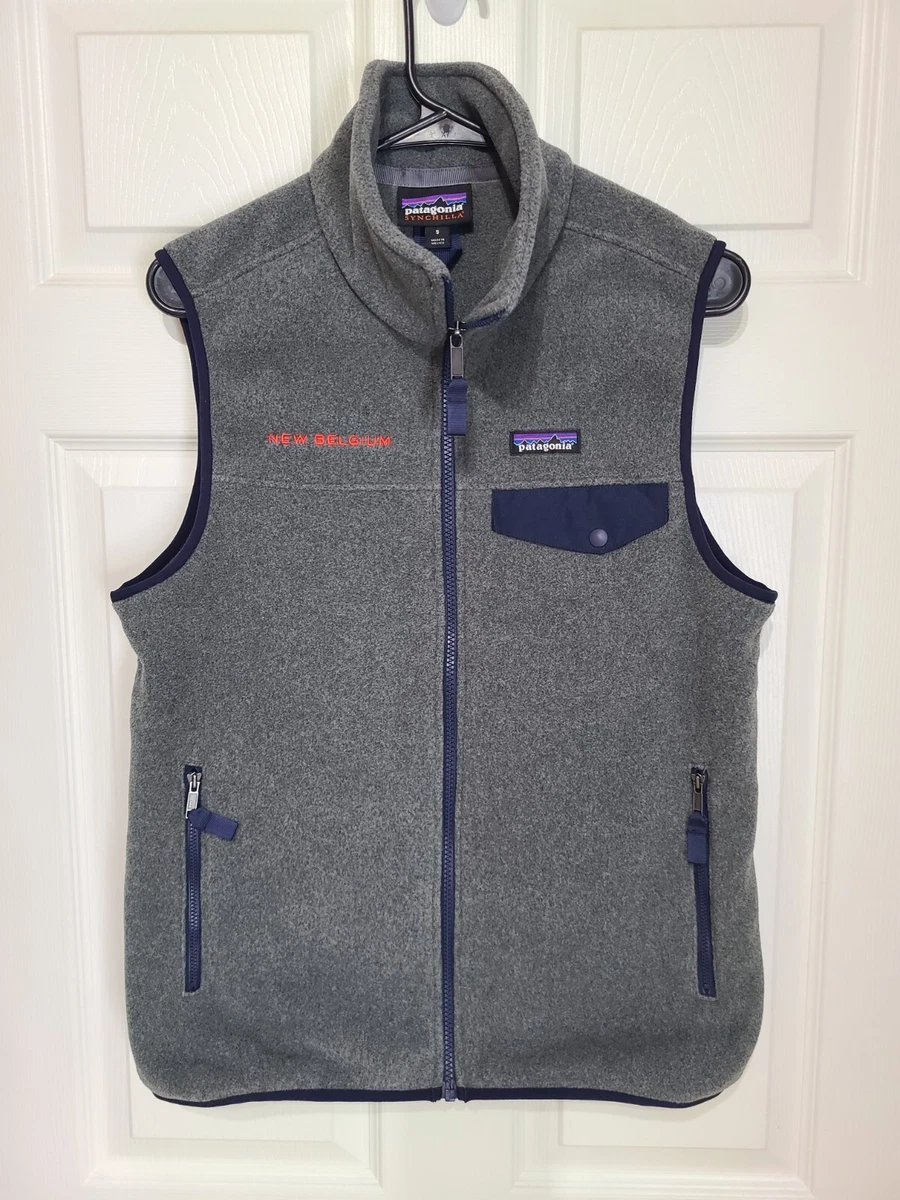 Patagonia Synchilla Fleece Vest Mens Sz Small S Gray New Belgium Beer Logo