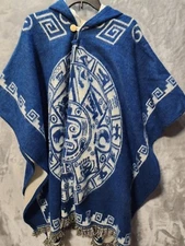 Poncho One Size Mexican Oztec Southwestern Hippie Boho Heavy Oversize 