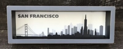 SAN FRANCISCO City Skyline Primitives by Kathy RARE Shadow Box Sign, 4  x 11.5 