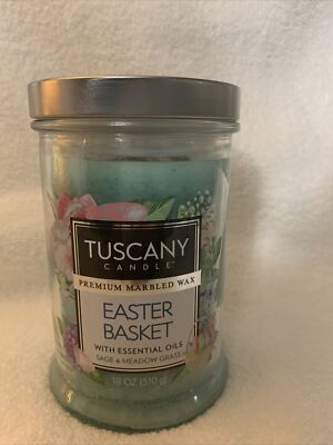 New Spring Essential Oil Tuscany Candle Easter Basket Sage & Meadow Grass 18 Oz.