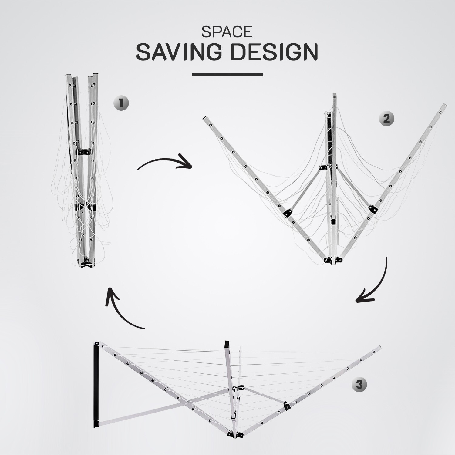 5Arm Wall Mounted Rotary Airer Folding Concertina Clothes Dryer 26m