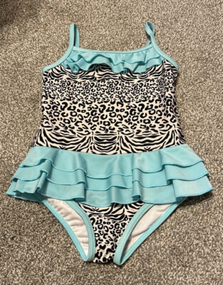 NWT Absorba Animal Print Ruffle Toddler Size 5 Swimsuit