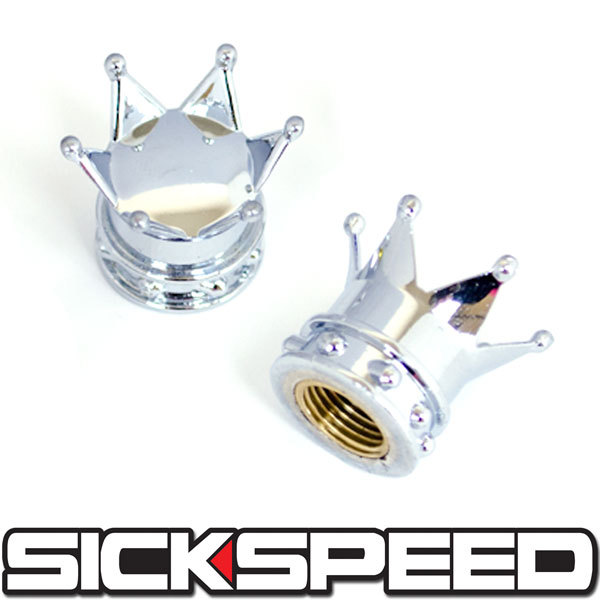 2 POLISHED CROWNS ANODIZED VALVE STEM CAPS FOR MOTORCYCLE M8 eBay