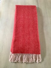 Woolsaur Merino Wool Blend Red Herringbone Throw Blanket NWT