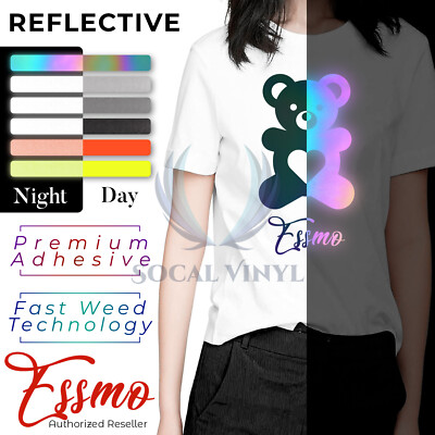 ESSMO  Reflective Heat Transfer Vinyl HTV T-Shirt 20'' Wide Roll Iron Heat Press