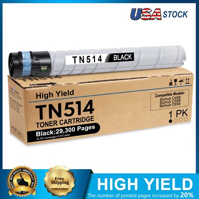 TN514 Black Toner, 29,300 Pages for Konica Bizhub C558 Bizhub C658 Bizhub C458