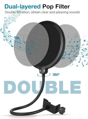 InnoGear Mikrofon Pop Filter, verbesserte Schichten Schutz mit flexiblem Schwanenhals