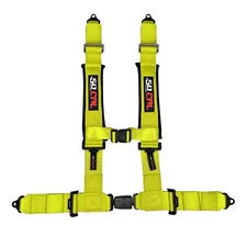 Off-Road Harness 2" 4-Point Seat Belt Push Button Sewn in Pads EZ Adjust Yellow