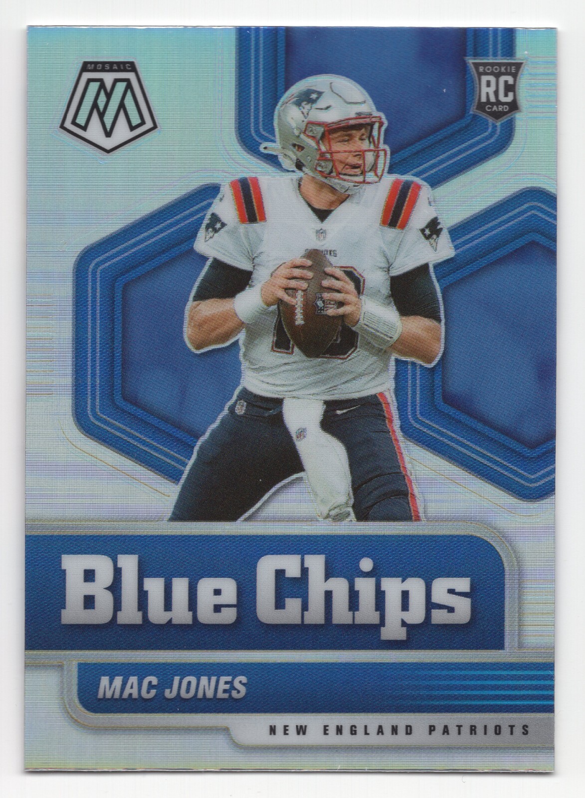 2021 Panini Mosaic MAC JONES #5 Blue Chips RC Silver Holo Prizm Insert-Patriots