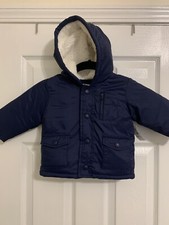 Old Navy Infants Puffer Jacket With Hood Size 6-12 Months Navy Blue