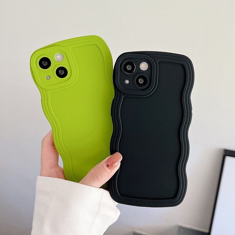 For iPhone 15 14 13 Pro Max 12 11 XR 8 Plus Wavy Silicone Case Shockproof Cover