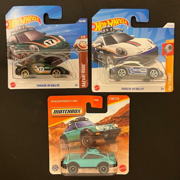 ⭐️ 3 X Porsche 911 Rallye Rally Hot Wheels + Matchbox 1985 Modellautos Autos-image