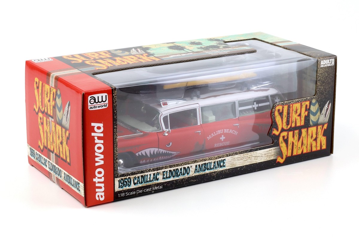 Modèle Réduit Cadillac Eldorado Ambulance 1959 - Échelle 1:18, Graphiques Requin, Autoworld