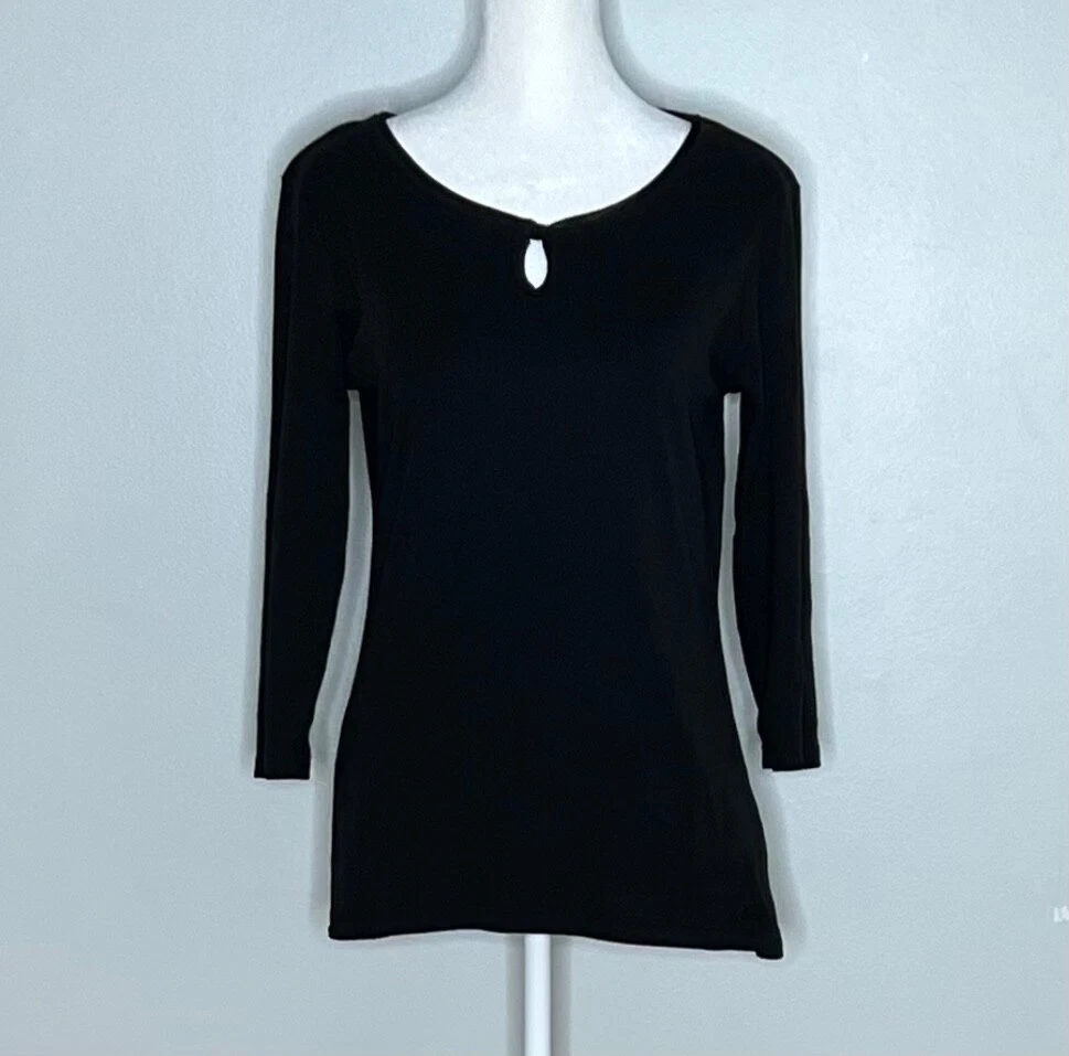 Shirt with flame yarn structure and 3/4 sleeves - Black | s.Oliver