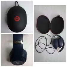 Beats by Dr. Dre Over the Ear Wireless Headphones Navy Blue w/Case Cracked J1689