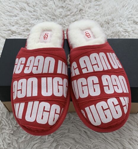 UGG Men's Scuff Graphic Band Slipper Shoes Red 1123737 US Sz 11, Euro 44 - Picture 1 of 8