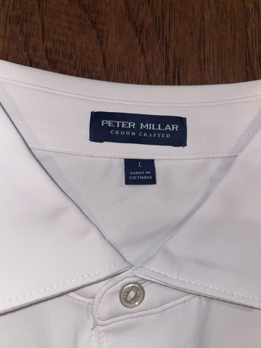 NWT Peter Millar Crown Crafted Polo Shirt Short Sleeve White Size L - Picture 3 of 9