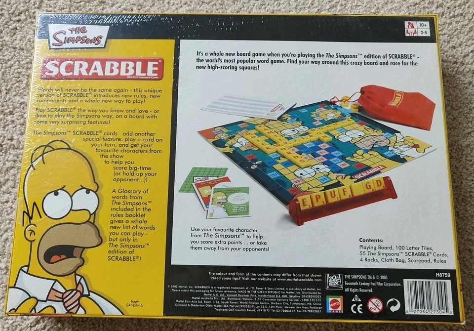 New And Sealed The Simpsons SCRABBLE Family Board Game (Mattel 2005) - Image 2 of 2