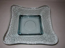 Capri Colonial Hazel Atlas Glass Blue Square Bowl 14 3/4” 10 1/2"