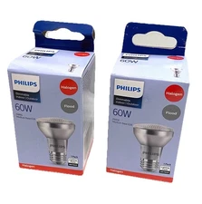 (2 pcs) PHILIPS 60W PAR16 Medium Base E26 Halogen Dimmable Flood Lights 2” Dia.