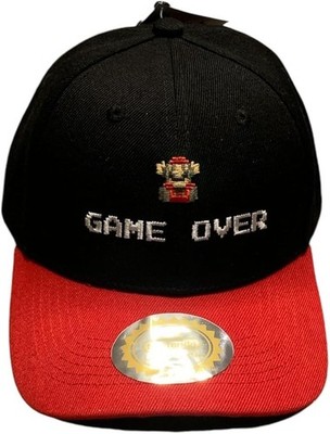 Super Mario Bros Hat Cap Game Over Bowser Pixel Art Snapback Baseball Black