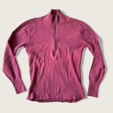 Eddie Bauer Women  s Half Zip Sweater Pink Cotton Knit Pullover Size Medium