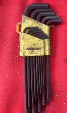Snap On Tools L-shaped EXTRA LONG Ball HEX SAE Wrench Set w/Holder -13 keys used