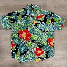 Vtg Jams World Button Up Shirt Mens M Multicolor Floral Hawaiian Tropical Rayon