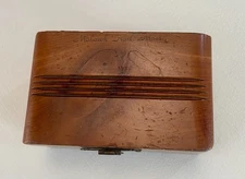 Vintage Miniature Cedar Wood Trinket Box Souvenir c1940s “Mohawk Trail Mass”