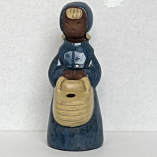 Studio Pottery Flower Girl Clay Stamped Doll Figurine Jie Gantofa Sweden Basket