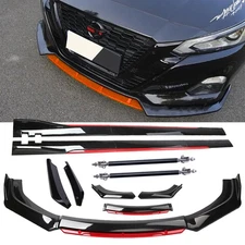 Glossy Black Look Red Front Lip Chin Bumper Side Skirt For Nissan Versa Body