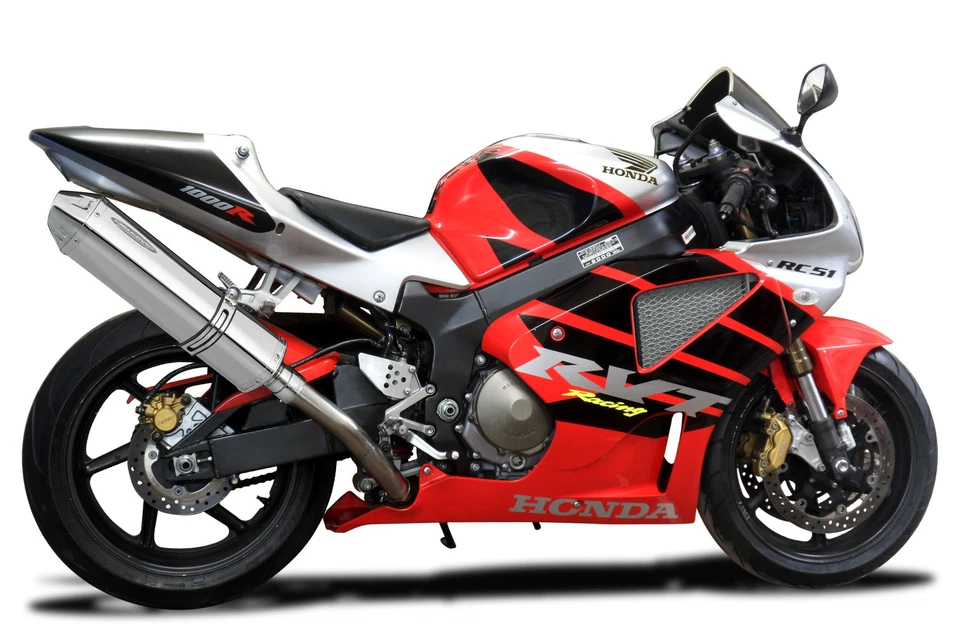 Kit silenciador escape acero inoxidable triovalado 17" Honda RVT1000R 00-01 Delkevic Slip On Foto 3 de 4