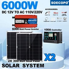 6000W Solar Power Kit:Off-Grid Inverter (12V to 110V/220V)+2pcs 300W Solar Panel