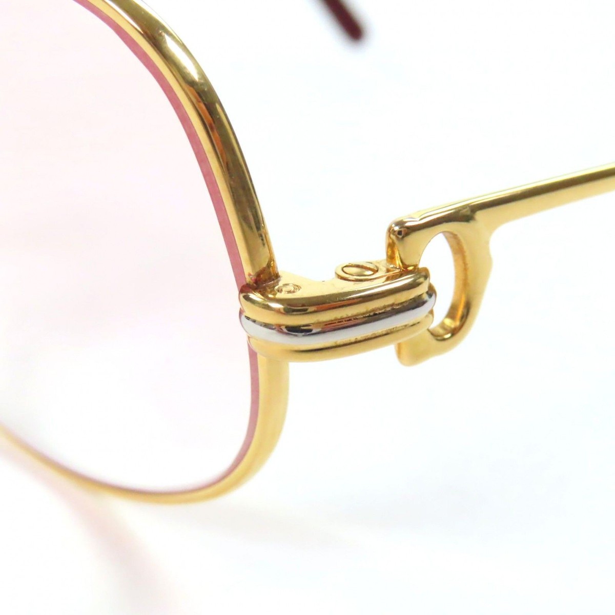 Cartier Trinity Logo Sunglasses Eyewear Pale Pink Cartier Vintage Trinity Sunglasses Gold Pink Lens 56 France  main image 4