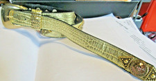 Bling Gold Jeweled Leather Belt Ladies 1 1/4" wide Metallic S/M Casual 928