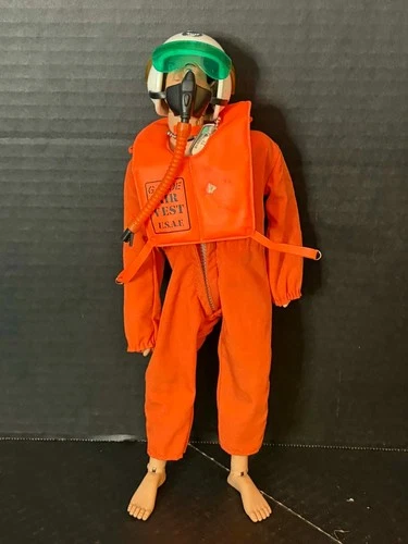 VINTAGE GI JOE 12" PILOT ACTION FIGURE 2003 ORANGE JUMPSUIT TAGS FLOATING DEVICE