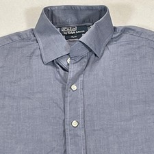 Polo Ralph Lauren Shirt Mens 16.5 42 Blue Solid Regent Dress Cotton