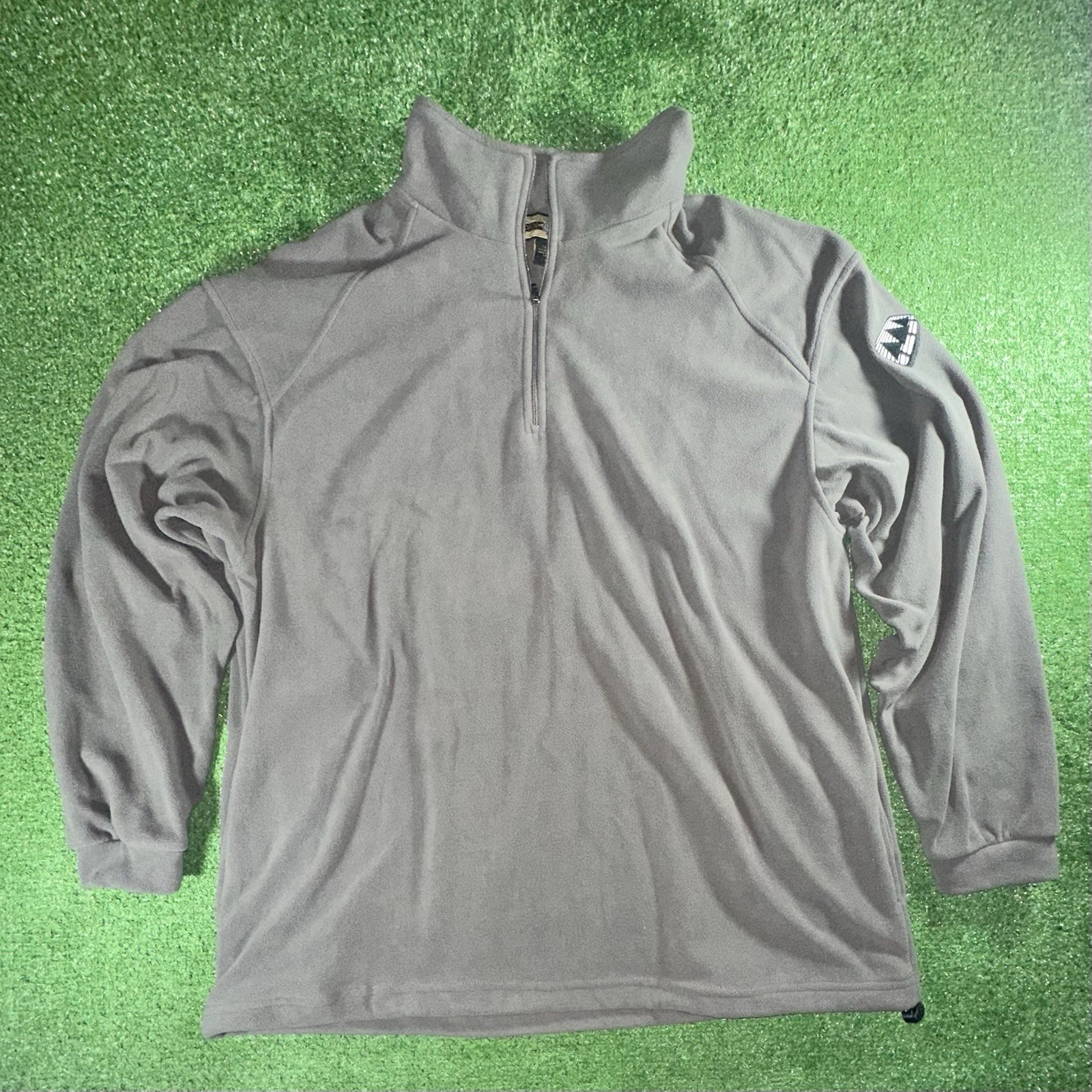 Lands End Polartec Quarter Zip Fleece Jacket Gray Mens Size Large Pockets