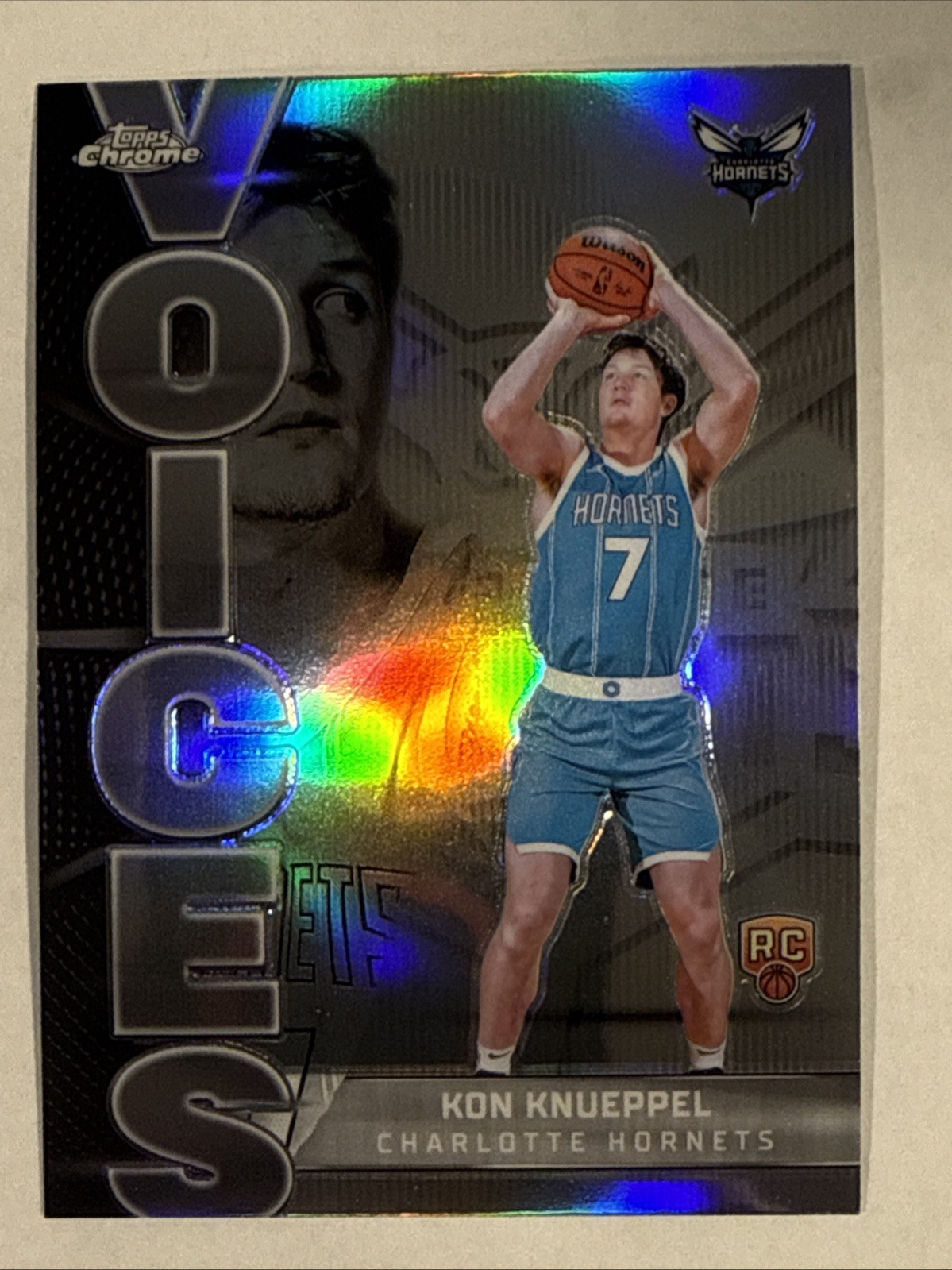 2025-26 Topps Chrome Kon Knueppel Voices RC Silver Refractor - Hornets