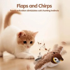 Electronic Interactive Fly Bird Cat Toys USB Pet Simulation Sparrow Toy