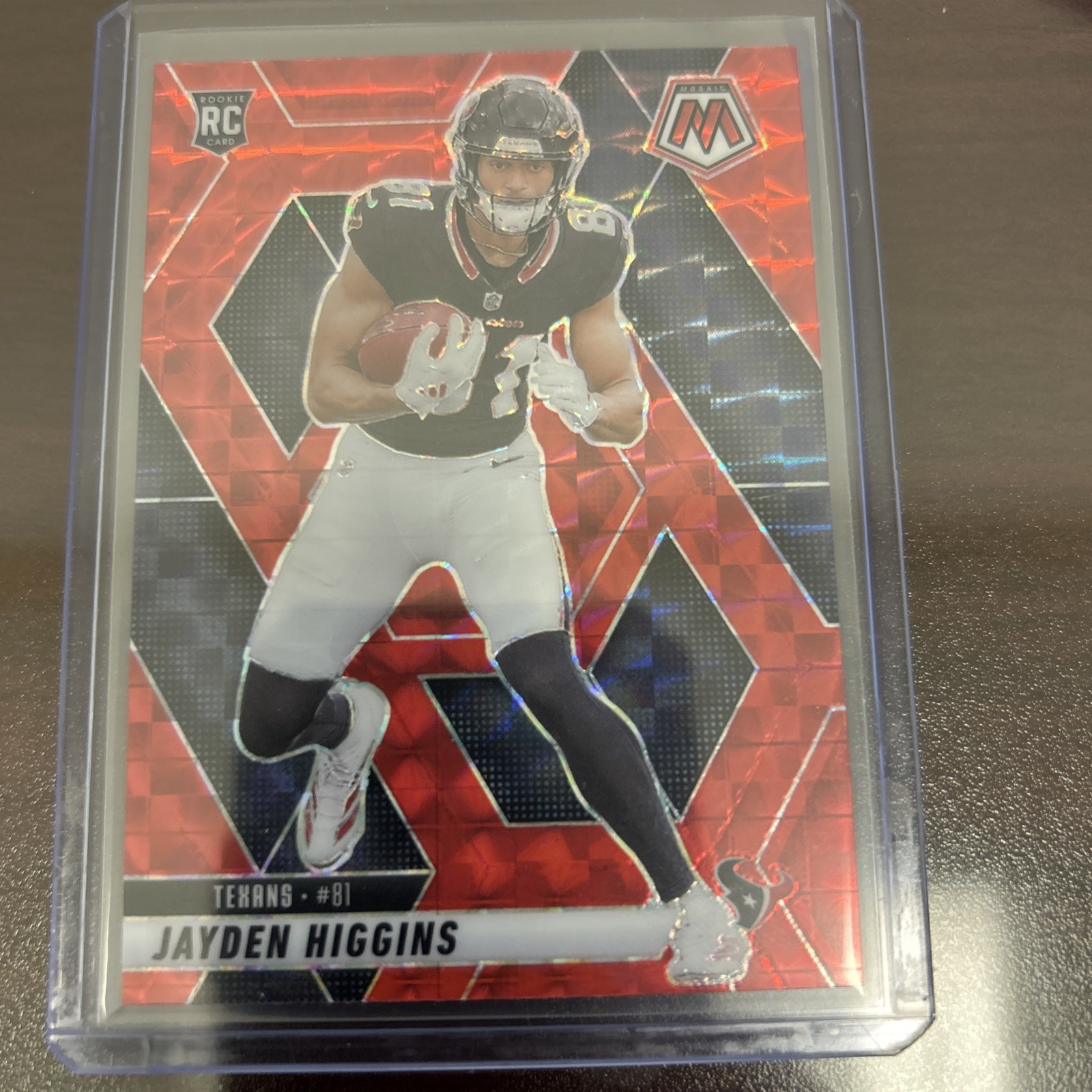 2025 Mosaic Red Mosaic Prizm #346 Jayden Higgins RC Texans