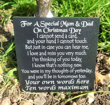 Mum & Dad Christmas memorial slate personalised plaque In memory of Grave Gift