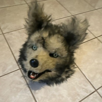 Gray Black White Faux Fur Wolf Full Mask Adult Unisex One Size Halloween