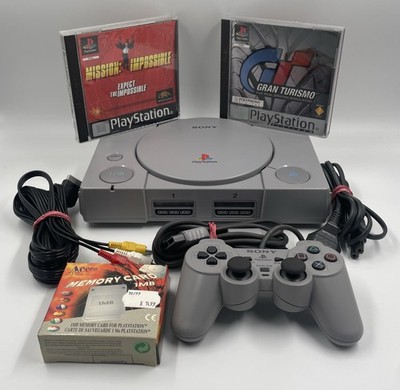 Sony PlayStation 1 PS1 SCPH-9002 Konsole - Dualshock Controller - 2 Spiele