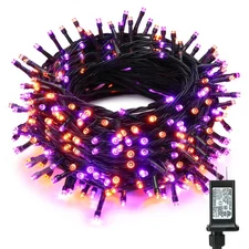 ODEETRONIC Orange & Purple Halloween Lights, 98.42ft 300 LED, & 