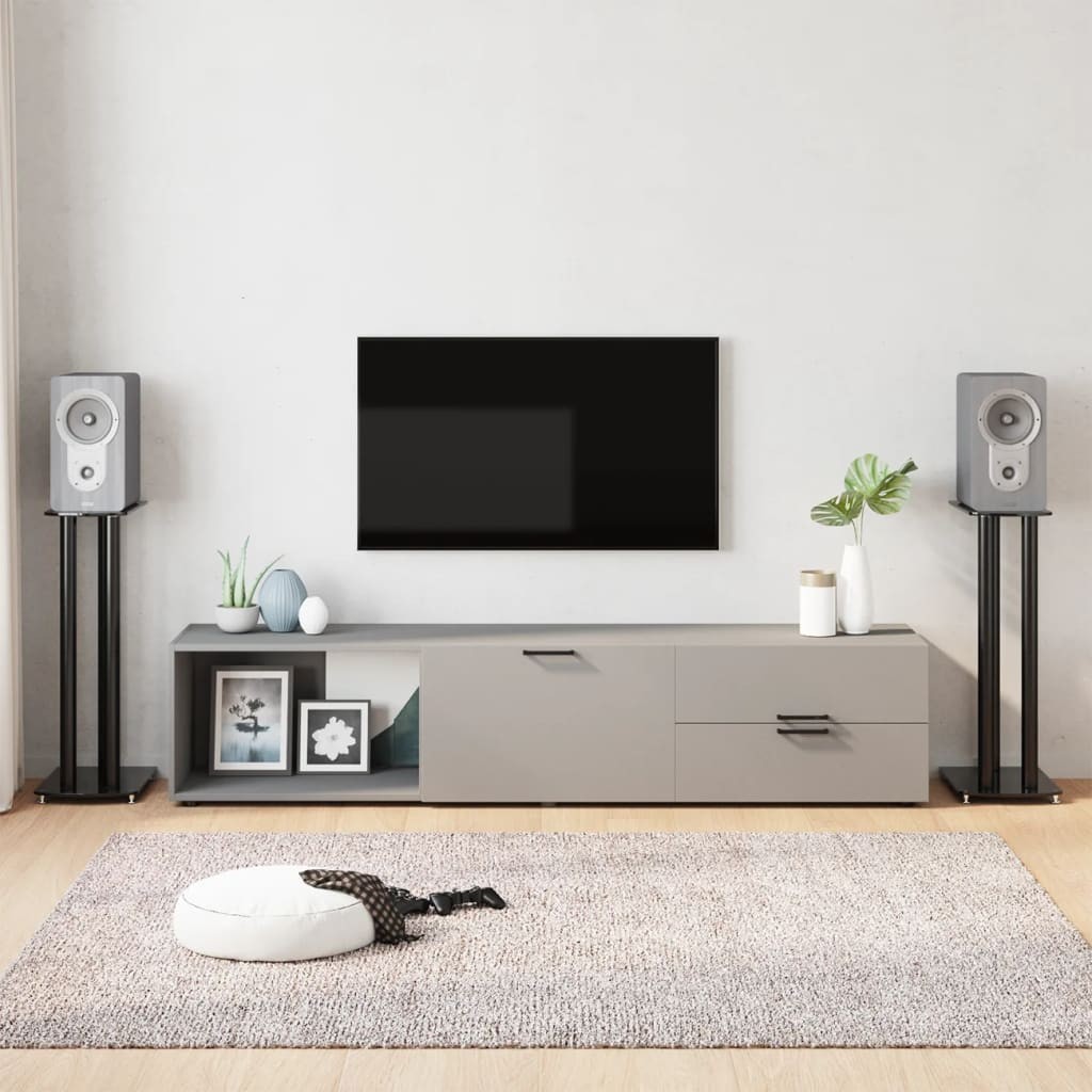 Supporti Diffusori Audio Design Vetro Nero 3 Pilastri - Coppia 2pz