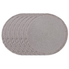 15 Inch Set of 6 Round Braided Woven Placemats Wipeable Paper Heat Resistant ...